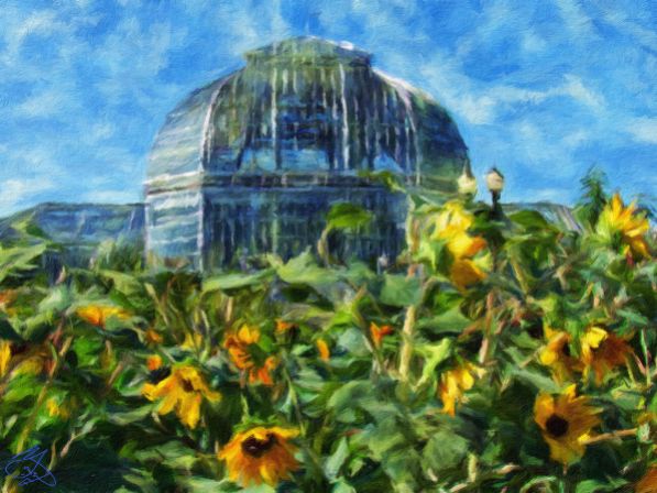 DC - Sunflowers and Hothouse 3a - Oil Painting - Hand Signed